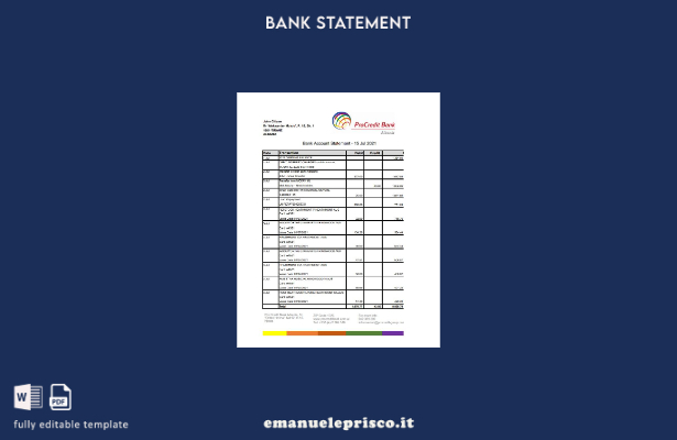 modello di estratto conto Albania ProCredit in stile verificato